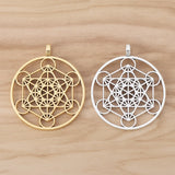 6 Tibetan Silver/Gold Archangel Metatron Cube Round Charms Pendants