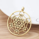 6 Tibetan Silver/Gold Archangel Metatron Cube Round Charms Pendants
