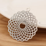6 Tibetan Silver/Gold Hollow Flower Charms Pendants DIY Jewellery Making