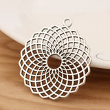 6 Tibetan Silver/Gold Hollow Flower Charms Pendants DIY Jewellery Making