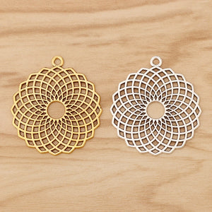 6 Tibetan Silver/Gold Hollow Flower Charms Pendants DIY Jewellery Making