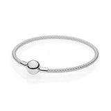 S925 Sterling Silver Snake Bracelet With Logo Snowflake Diamond Charm