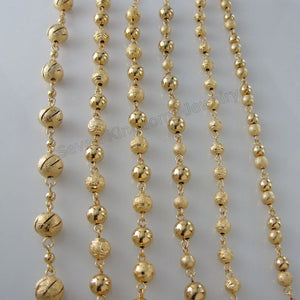 Yellow Plated Filled Brass Ball Beads Link Bracelet