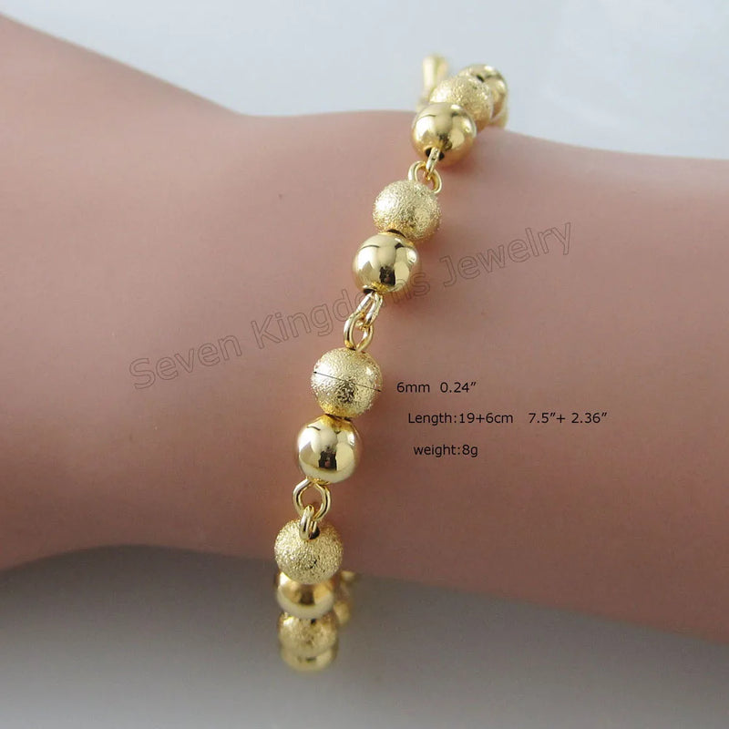 Yellow Plated Filled Brass Ball Beads Link Bracelet