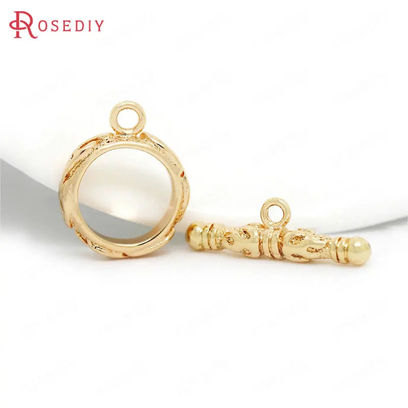 6 Sets Brass Toggle Clasps Round Bracelet Connect DIY Jewelry Making Supplies