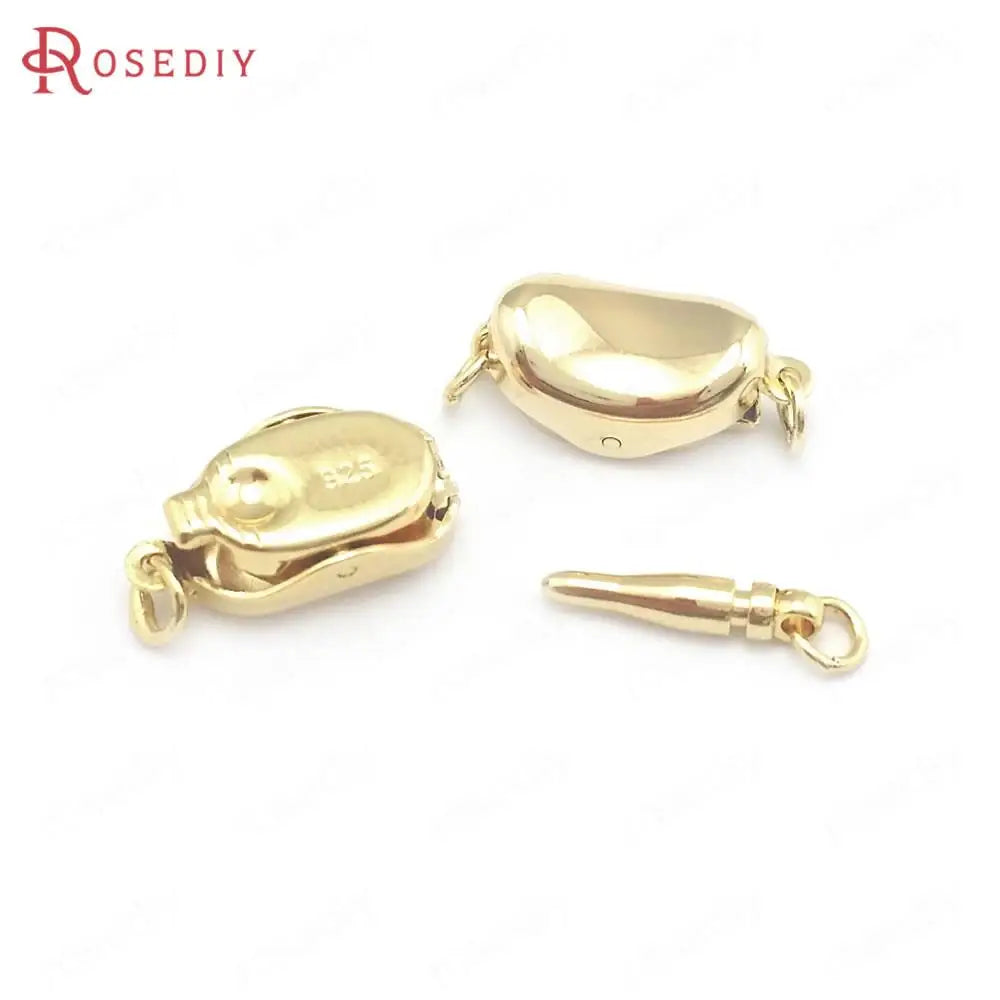 6 Sets 18K Brass Necklaces Clasps Jewelry Making DIY Findings 16.5x7.5MM