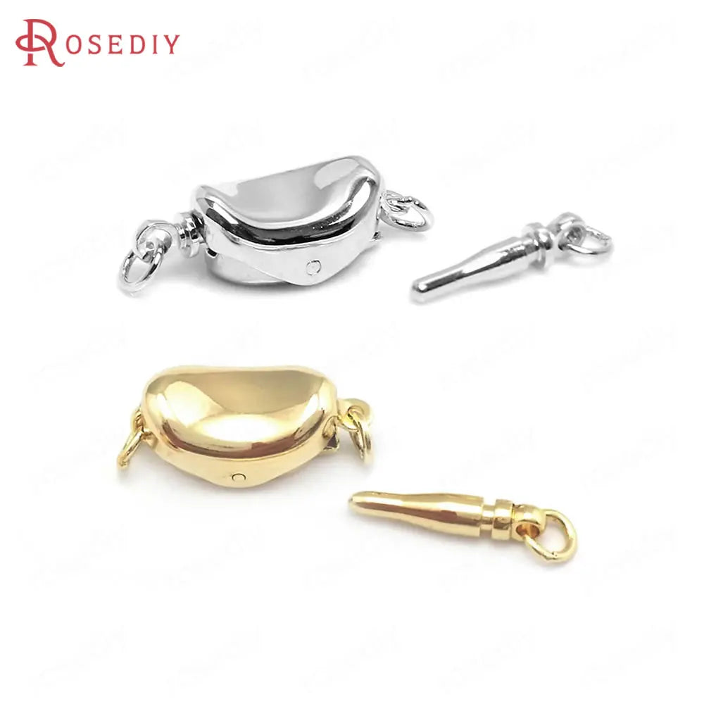 6 Sets 18K Brass Necklaces Clasps Jewelry Making DIY Findings 16.5x7.5MM