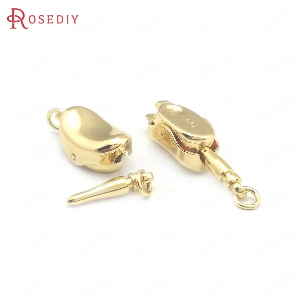 6 Sets 18K Brass Necklaces Clasps Jewelry Making DIY Findings 16.5x7.5MM