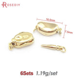 6 Sets 18K Brass Necklaces Clasps Jewelry Making DIY Findings 16.5x7.5MM