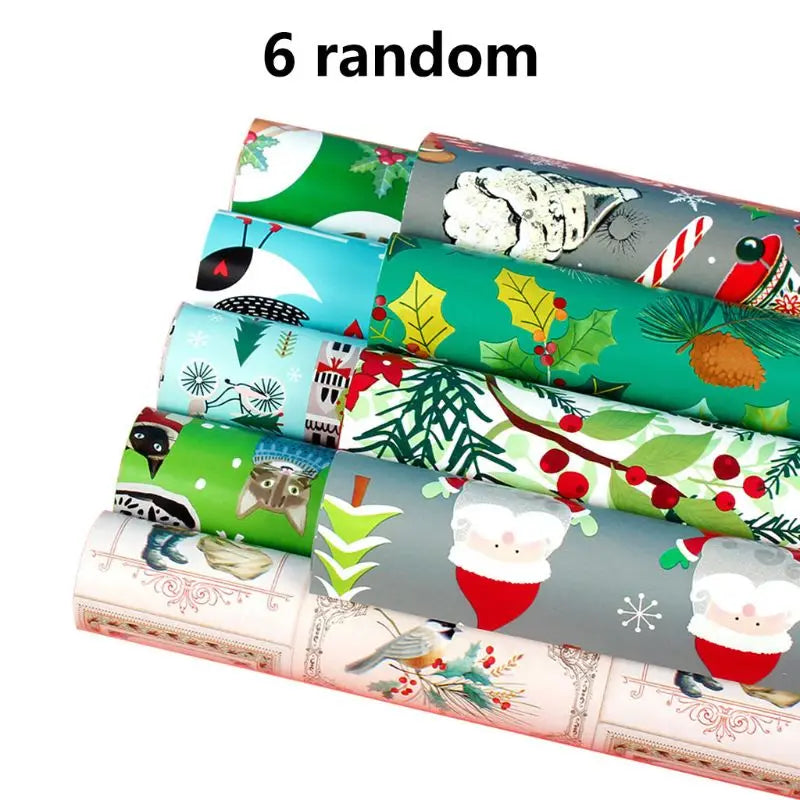 6 Sheets Gift Wrapping Paper Present DIY Packing Xmas Party F3MF