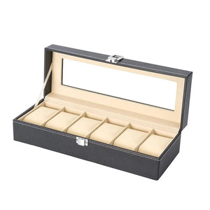 6 Slot Watch Box Display Case Jewelry Organizer