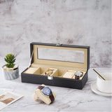 6 Slot Watch Box Display Case Jewelry Organizer
