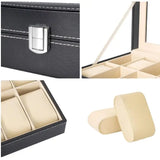 6 Slot Watch Box Display Case Jewelry Organizer