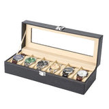 6 Slot Watch Box Display Case Jewelry Organizer