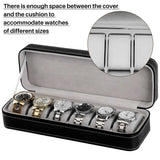 6 Slot Watch Box Zipper Case Storage Jewelry Storage Box(Black)