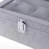 6 Slots Gray Velvet Box Watch Organizer Jewelry Holder Storage Box