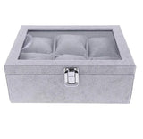 6 Slots Gray Velvet Box Watch Organizer Jewelry Holder Storage Box