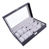 6 Slot Watch Case & 3 Slot Glasses Storage Organizer, PU Leather