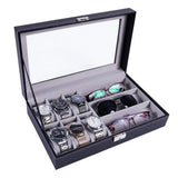 6 Slot Watch Case & 3 Slot Glasses Storage Organizer, PU Leather