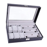 6 Slot Watch Case & 3 Slot Glasses Storage Organizer, PU Leather