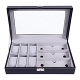 6 Slot Watch Case & 3 Slot Glasses Storage Organizer, PU Leather