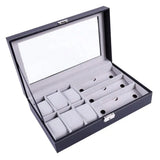 6 Slot Watch Case & 3 Slot Glasses Storage Organizer, PU Leather