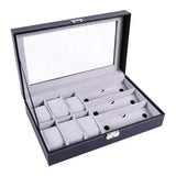6 Slot Watch Case & 3 Slot Glasses Storage Organizer, PU Leather
