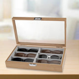 6 Slots Sunglasses Organizer Wood Jewelry Display Collection Tray