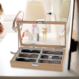 6 Slots Sunglasses Organizer Wood Jewelry Display Collection Tray
