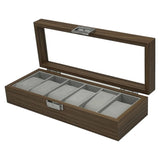 6 Slots Wooden Watch Box Jewelry Display Organizer