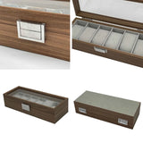 6 Slots Wooden Watch Box Jewelry Display Organizer