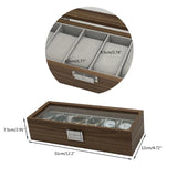 6 Slot Wooden Watch Box Organizer Metal Clasp Display