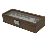 6 Slot Wooden Watch Box Organizer Metal Clasp Display