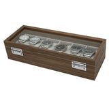 6 Slot Wooden Watch Box Organizer Metal Clasp Display