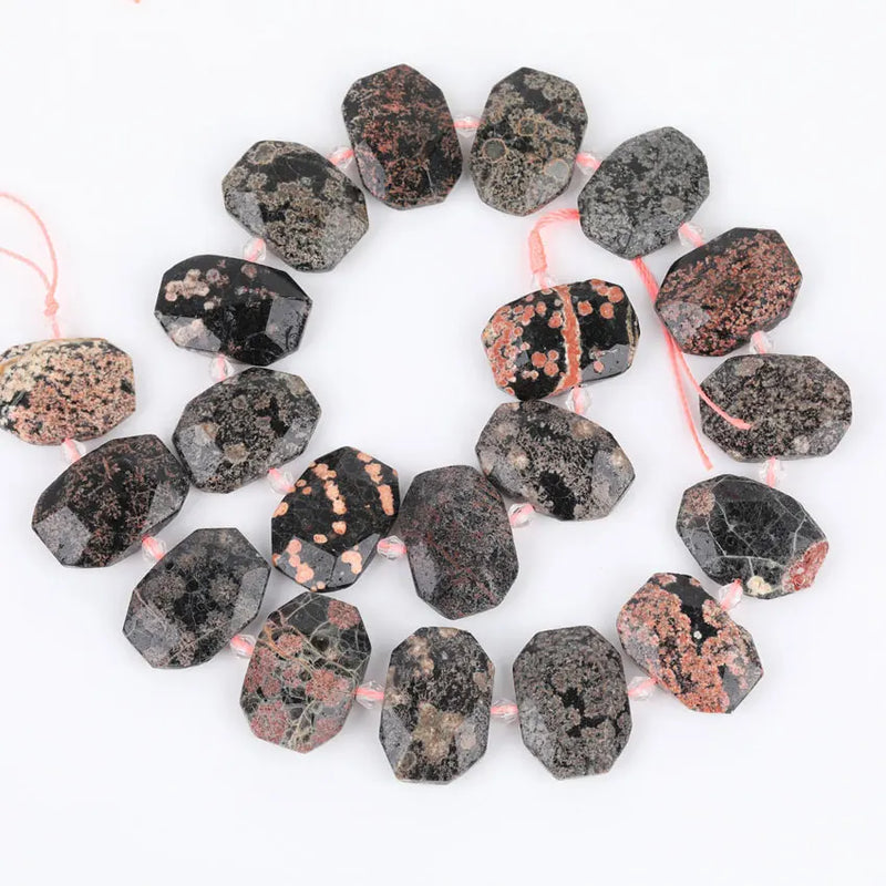 Colorful Tourmaline Stone Slab Beads Faceted Red Snowflake Slice Pendant