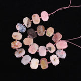 Natural Quartz Crystal Slice Loose Bead Bracelet with Pink Tourmaline Pendant