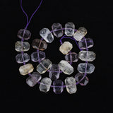 Natural Quartz Crystal Slice Loose Bead Bracelet with Pink Tourmaline Pendant