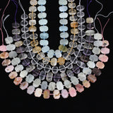 Natural Quartz Crystal Slice Loose Bead Bracelet with Pink Tourmaline Pendant