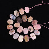 Natural Quartz Crystal Slice Loose Bead Bracelet with Pink Tourmaline Pendant