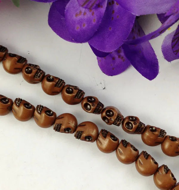 Coffee Skull Acrylic Beads Strand 40pcs #22630