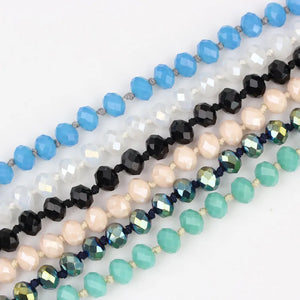 Fashion Women Multi-layer Knotted Glass Necklace Unisex Jewelry Gift