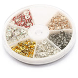 6 Rhinestone Crystal Beads Crimp End Metal Round Beads Jewelry Kit