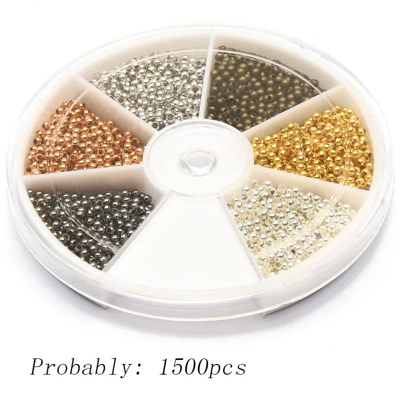 6 Rhinestone Crystal Beads Crimp End Metal Round Beads Jewelry Kit