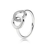 Women Silver Rings Jewelry Logo Signature Crystal Heart Pendant Ring