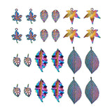 Alloy Cross Leaf Pendants Rainbow Charms for DIY Jewelry Making
