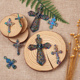 Alloy Cross Leaf Pendants Rainbow Charms for DIY Jewelry Making