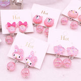 6 Styles Pink Animals Clip on Earrings for Girls