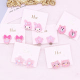 6 Styles Pink Animals Clip on Earrings for Girls
