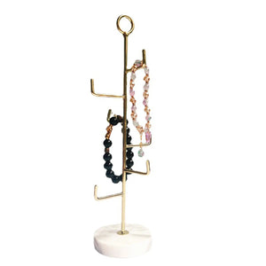 6 Tier Jewelry Stand Hanger Bracelets Necklaces Earrings Holder Marble Base