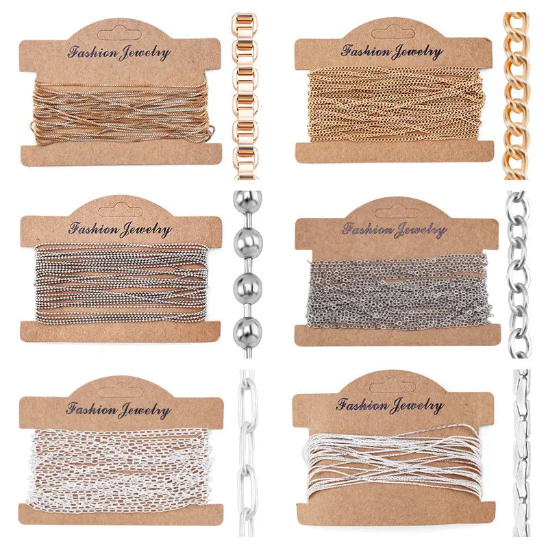5m Plated Silver Copper Cable Link Chains DIY Jewelry Necklace Bracelet